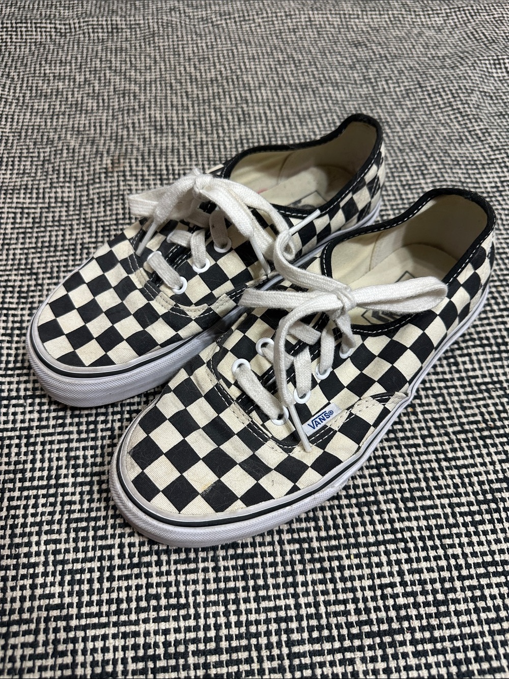 Vans Black and White Checkerboard Lace-Up Sneakers